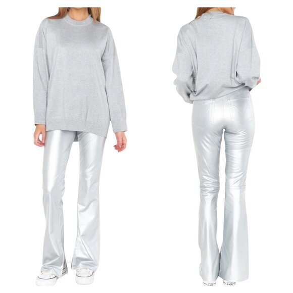 Show Me Your MuMu Pants - Show Me Your Mumu Nashville Flare Pants Silver Metallic M NWT